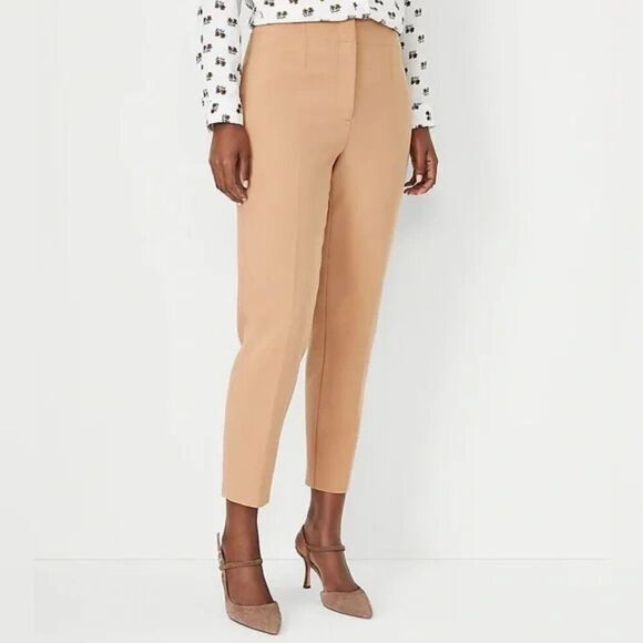 NWT Ann Taylor Brown Khaki Lana Slim Pant Ankle Length Size 12 - Picture 1 of 11
